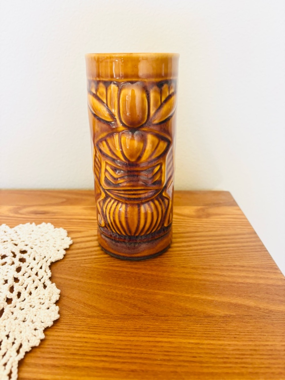 Vintage Libby Brown Ceramic Tiki Mug